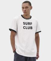 Take Easy Surf Club Ringer T-Shirt (White + Black) White+Black/S