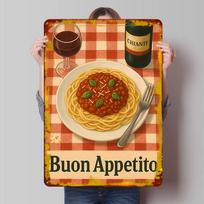Buon Appetito Italian Meal Still Life Poster Customized Wall Art Vintage Metal Signs Retro Tin Plaque for Man Cave Home Decor 20X30CM