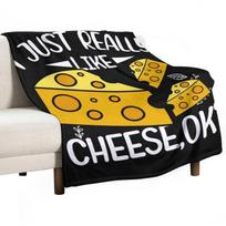 I Just Really Like Cheese OK Funny Cheese Lover Quotes Gift Throw Blanket Quilt Blanket Furry Blankets Size: 75*100cm, Weight: 230 GSM