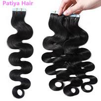 Cuticle Aligned Virgin Body Wave Tape Ins Hair Extensions India Raw Remy Invisible Long Tape in Hair Extensions 100Human Hair (as the picture,10 inches(25.40cm))