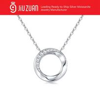 Minimalist Twisted Mobius Hollow Circle S925 Silver VVS Round Brilliant Cut Polished GRA Certified Moissanite Pendant Necklace 40+2.5+2.5CM sidabras