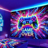 Neon Game Controller Tapestry Polyester Wall Hanging Gaming Room Tapestry for Boys Bedroom Room Decoration 100X70CM