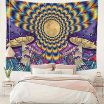 Trippy 3D Mushroom Tapestry, Psychedelic Forest Wall Hanging For Home Decor, Unique Art For Bedroom, Living Room, Dorm 100X70CM