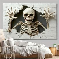 Grim Skeleton Tapestry - 3D Wall Breakthrough Effect for Home Decor and Aesthetic, Perfect for Any Room, Adds Dramatic Impact 100X70CM