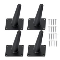 Heavy Duty Furniture Mid Century Modern Style Feets Matte Black Metal Slant Angled Tapered Legs Set (Black,10cm) juoda