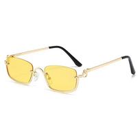 Metal Half Frame Sun Glasses Narrow Shades Eyewear UV Protection Square Sunglasses  Photography geltona