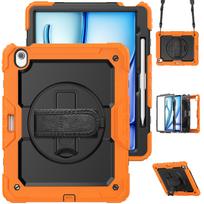 360 Degree Rotatable 3-Layer Muti-functional Tablet Cover with Pen Slot with Shoulder Strap Tablet Case for iPad Air13 M2 (2024)
