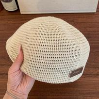 Japanese Style Hollowed Out Beret Hat Vintage Crochet Knitted Cap Elegant Weave Hat  Summer smėlis