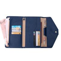Portable Leather Passport Holder PU Leather RFID Blocking Wallet Fashion Folding Travel Pouch  Men mėlyna