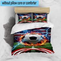Soccer Ball With American Flag 3pcs Bedding,Including 1pc Duvet Cover And 2pcs Pillowcases Perfect for Christmas,Ideal for Bedroom, Dormitory 135cm*200cm