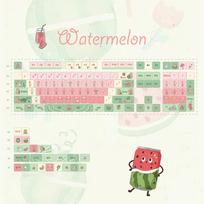 MOA Capybara Watermelon Profile Keycaps, 131 Keys, Dye-Sub PBT, for Gateron and Cherry MX Mechanical Keyboards CHINA