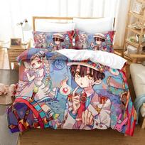 Anime Tualeto ribojamas Hanako-kun Antklodės užvalkalas Pagalvės užvalkalas Lovos komplektas Dvigulis Twin Pilnas Queen King Suaugusiems Vaikams Lovos patalynė Antklodės užvalkalas 70x133cm 2pcs gray