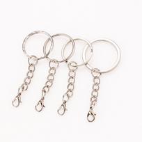 Rankų darbo „pasidaryk pats“ metalinis raktų pakabukas su omaro užsegimo grandinėle pakabuku 25mm Embossed Ring with Lobster Clasp white