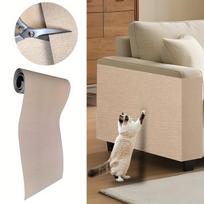 Baldų apsauga katėms, kurią galima apkirpti, su lipniu draskyklių kilimėliu, skirtu apsaugoti sofas, duris ir kačių medžio lentynas nuo nagų 30x100cm chaki