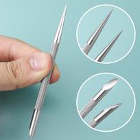 Dvipusis nagų stūmiklis odelių valiklis Manikiūras Pedikiūras Beauty Steel Tool
