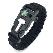 5-in-1 Multi-Function Survival Paracord Bracelet Outdoor Camping Adventure Emergency Rescue Survival Rope Bracelet Compass juoda