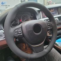 Braid Steering Wheel Cover For BMW 5 6 7 Series F10 F07 F06 F12 F13 F01 F02 520i 528i 730Li 740Li Perforated Microfiber Leather TYPE A red line