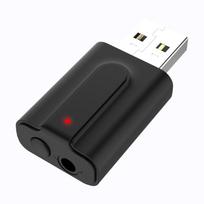 2 viename Bluetooth 5.0 siųstuvas-imtuvas 3,5 mm AUX HIFI stereo garso USB mini belaidis adapteris skirtas juoda