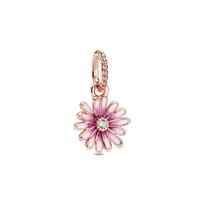 925 Silver Flower Charm Pendant Colorful Roses Tulip Daisies Beads for Necklace Bracelet Women Jewelry DIY Gift