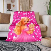 1pc Barbie Pink Princess Dress Teddy Bear Cartoon Blanket,Portable Throw for Travel & Camping, All Season Cozy Blanket,Ideal Gift 80cmx120cm