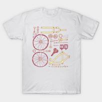 Men Black Print T-shirt Bicycle Parts No-Cut Transfer Paper Print Cotton Tshirt S balta