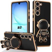 Coque pour Samsung Galaxy A17 4G/5G, Silicone Anti-Rayures avec Support Motif Astronaute - Noir juoda