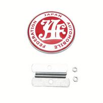 1-Piece Metal JAF Front Grille Emblem - Polished Zinc Alloy Japan Automobile Federation Badge for Universal JDM Cars - Durable Auto Exterior Accessory Red