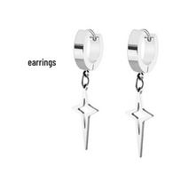 Boys' Star Ear Cuff: Stylish No-Piercing Black Chain with Four-Pointed Star Design, Cool Earring for Women.