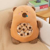 Capybara Plush Toy Set with 6 Babies, Brown, 50 cm, Soft Pillow Stuffed Animal, Cuddly Family Gift