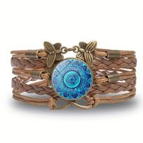 Classic Mandala Butterfly Infinity Charm Bracelet Vintage Multilayer Brown Woven Leather Bracelets For Women Men