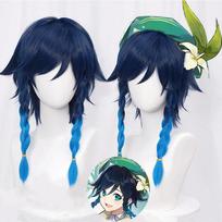 Game Genshin Impact Venti Cosplay Wig Anime Wigs Braid Heat Resistant Synthetic Hair Halloween Wig One Size