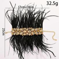 Novelty personality black feather bracelet adjustable exaggerated evening performance rhinestone bracelet accessories Bracelet silver