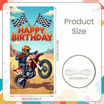 Racing Birthday Backdrop Flaming Text Celebration Banner Dirt Bike Party Display Motocross Theme For Birthday Celebration Teen