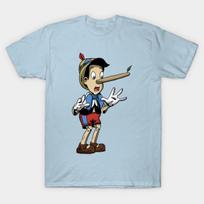 Men Black Print T-shirt Pinocchio No-Cut Transfer Paper Print Cotton Tshirt M šviesiai mėlyna spalva