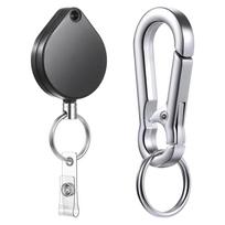 Heavy Duty Retractable Keychain Strong Casing Carabiner Keychains Retractable Badge Holder Steel Wire Rope Keyring Hook 1