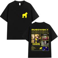 2026 Rap Singer Rusowsky Daisy's Album Tour - Pattern T-shirt - Men's and Women's Hip-Hop Retro Fashion Cotton - Streetwear S juoda