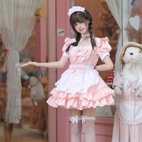 Japanese Sweetheart Maid Lolita Dress - Multi-color Creamy Design M rožinė