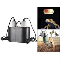 Lamp Base, Basking Holder & 2 Switches, UVA UVB Reptile Fixture E27 for Turtle gray