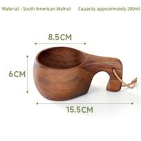 Nordic Style Finland Wooden Mug, Handmade Outdoor Camping Travel Coffee Beer Cup Portable Drinkware 200-400ML black