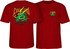 Powell Peralta Steve Caballero GREEN DRAGON AND BATS Skateboard T Shirt GARNET XL