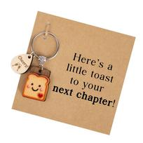 Wooden Toast Keychain New Job Congratulation Gift New Beginnings Gift Inspirational Present Cartoon Keychain Keyring 1