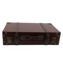 Brown Decorative Luggage Trunk Wood Wooden Storage Box Multi-purpose Organizer  Home Organization