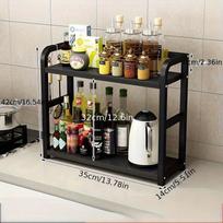 Dos Pisos Negro Sujetador De Cuchillo Acero Fuerte Capacidad De Carga Giratorio Especieros para Cocina Organizador Spice Rack juoda