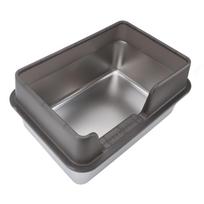 Stainless Steel Litter Pan Splash Proof Large Open Top High Side Litter Pan with Scoop Large Black