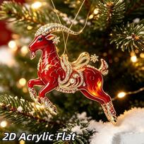 1Pcs Christmas Tree Pendants 2D Acrylic Flat Goat Pendants Cute Animal Hanging Ornaments For Decor Party Supplies New Year Gifts A7