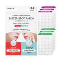 Carederm Thin 2-STEP Hypoallergenic Dual Spot Trouble Acne Patch Before/After Squeezing (144 Patches)