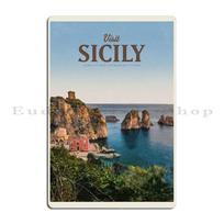 Visit Sicily Metal Sign Wall Cave Garage Cave Designing Retro Tin Sign Poster 20x30cm（7.8x11.8inch）
