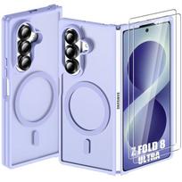 Case for Samsung Galaxy Z Fold 8 Ultra, with Magnetic Circle - Translucent Purple - 2 Tempered Glasses violetinė