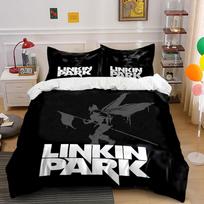 Linkin Park tematikos patalynės komplektas Patalynės antklodės užvalkalų komplektas Antklodės užvalkalas Pagalvių užvalkalai  (1 * Antklodės užvalkalas, 2 * Pagalvių užvalkalai, be antklodės įdaro) 135x200cm white