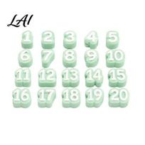 Numbered Pencil Toppers Set 20 Pcs 1-20 Toppers Reusable Classroom Organization Labels Student Supply Identification Tags for Teachers Tracking šviesiai žalios spalvos